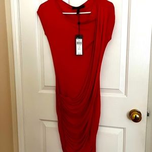 BCBG Maxazria NWT Orange Saffron Trudie Sash Ruched Dress